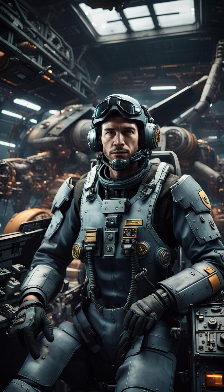 Mech Pilot in Cockpit: Cinematic 3D Game Art