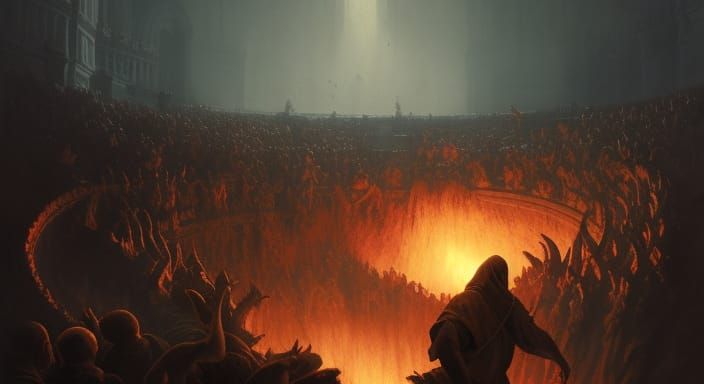 Jesus Casts Satan into Hell: Dark Fantasy Art