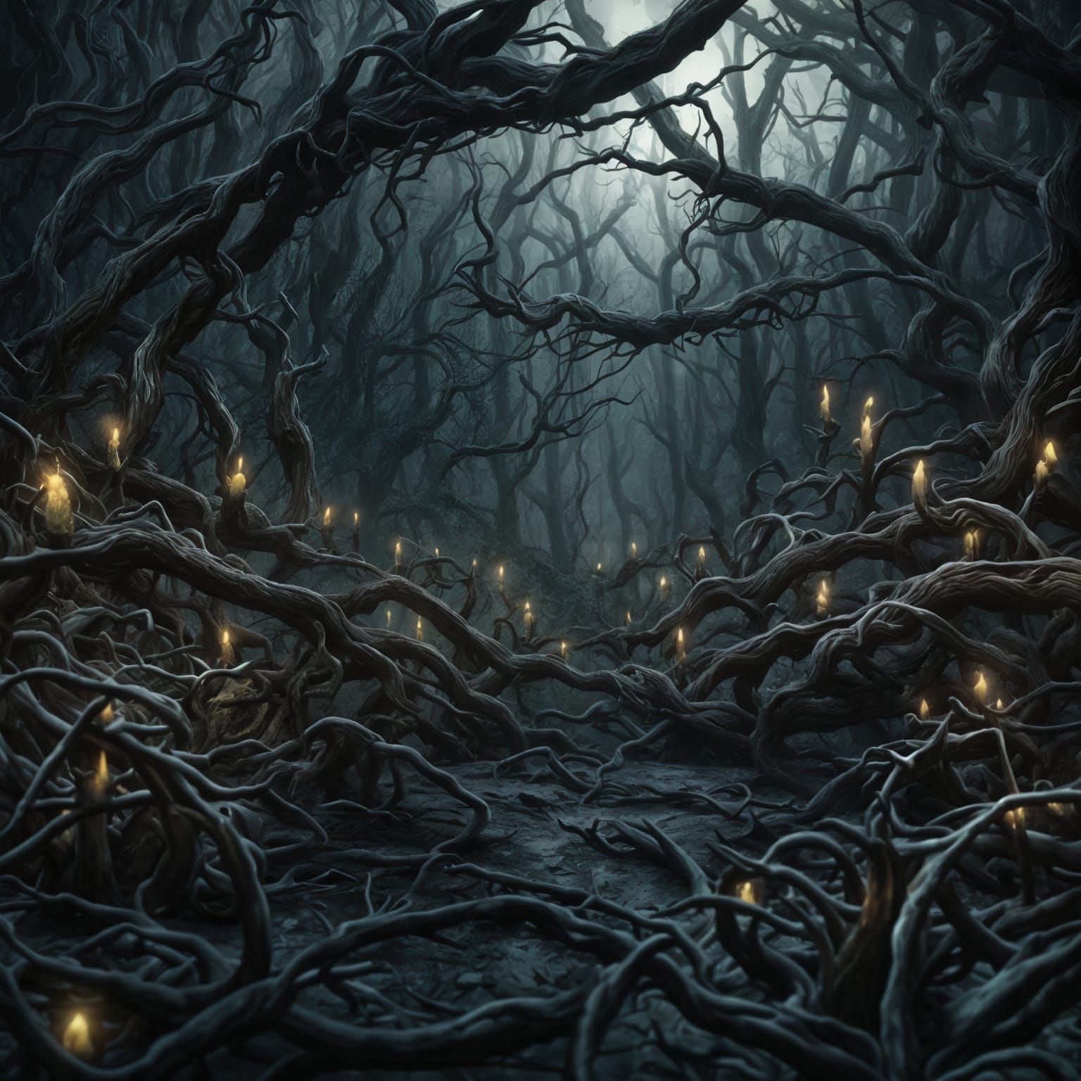 Ominous Dollar Bill in a Dark Fantasy Forest