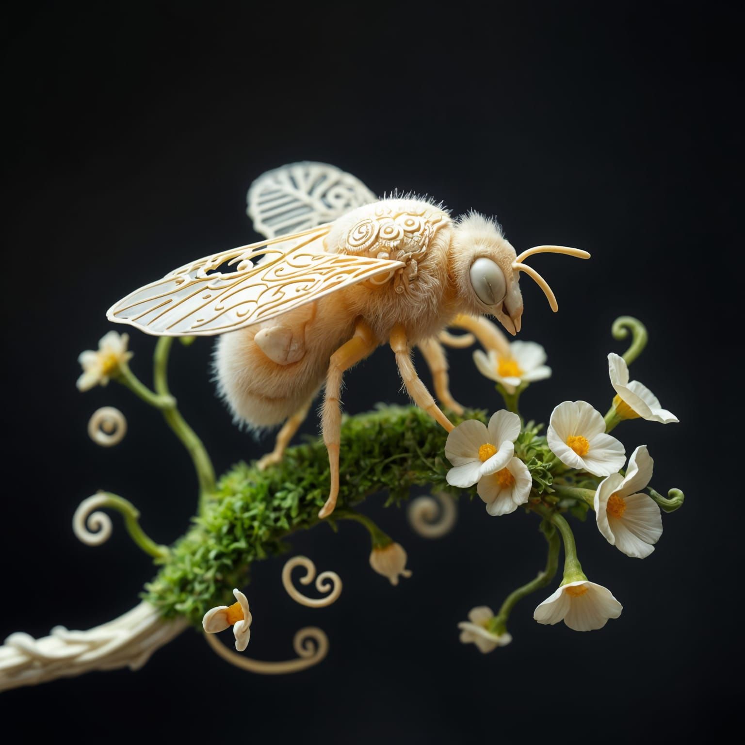 Ethereal Insect Goddess in a Tapestry of Nature