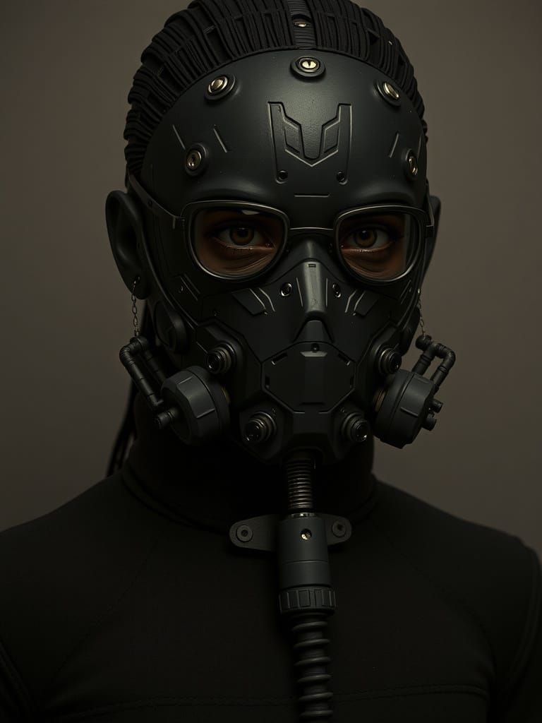 Girl in Mask with Industrial Biomechanical Design