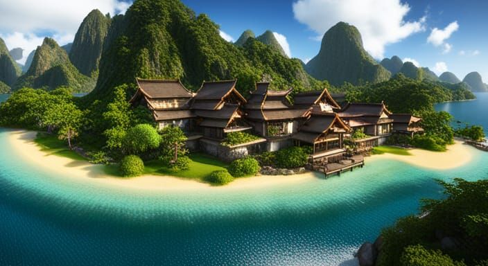 Four Seasons on a Tropical Island: Fantasy Art