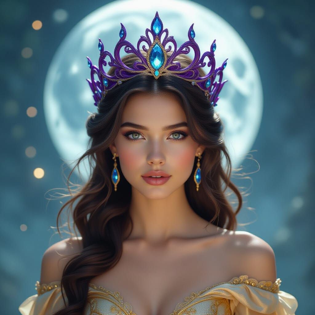 Woman in Living Crown, Fantasy Art Style