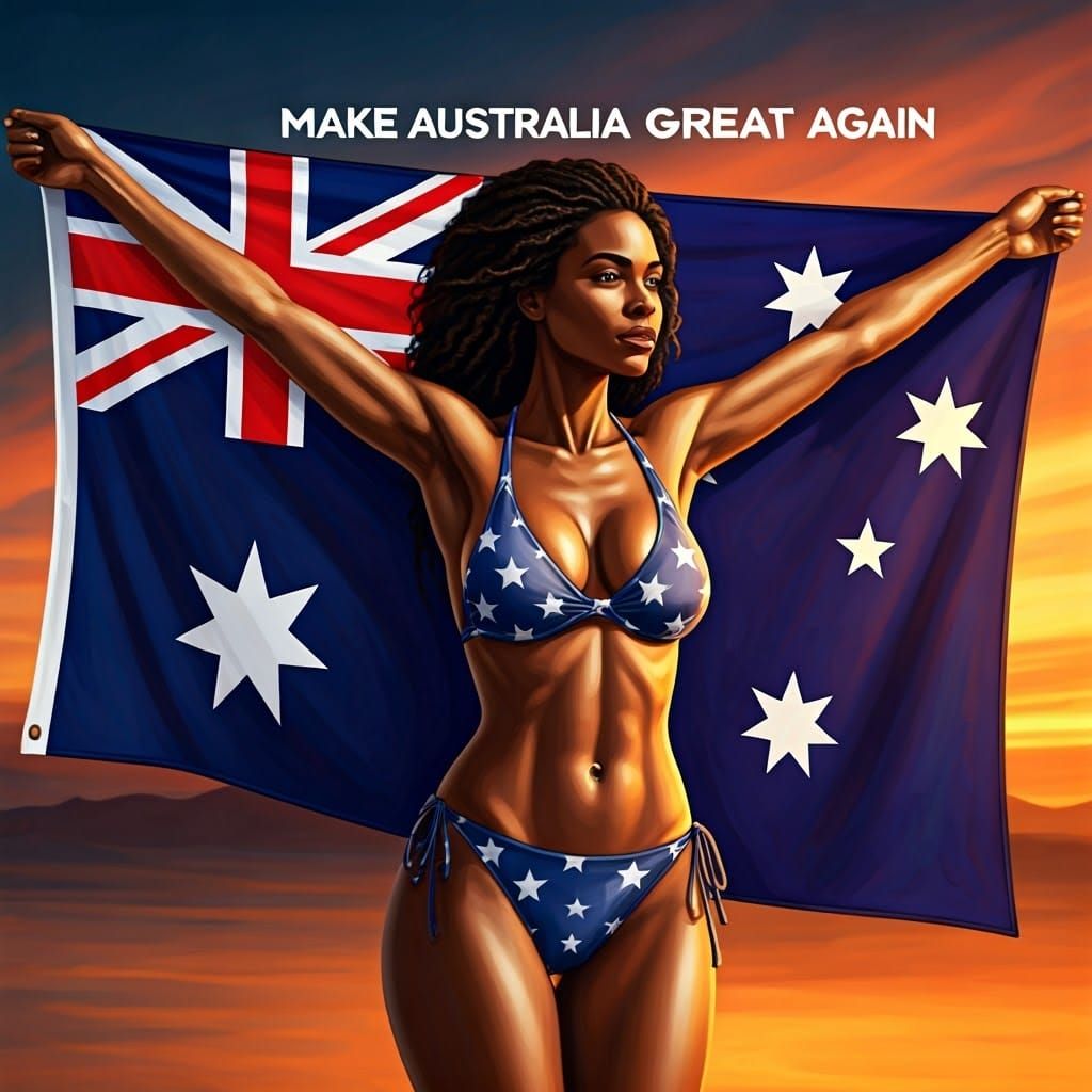Australian Flag Portrait in Hyperrealistic Style