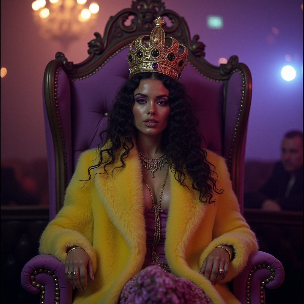 Opulent Woman with Papal Crown in Film Still