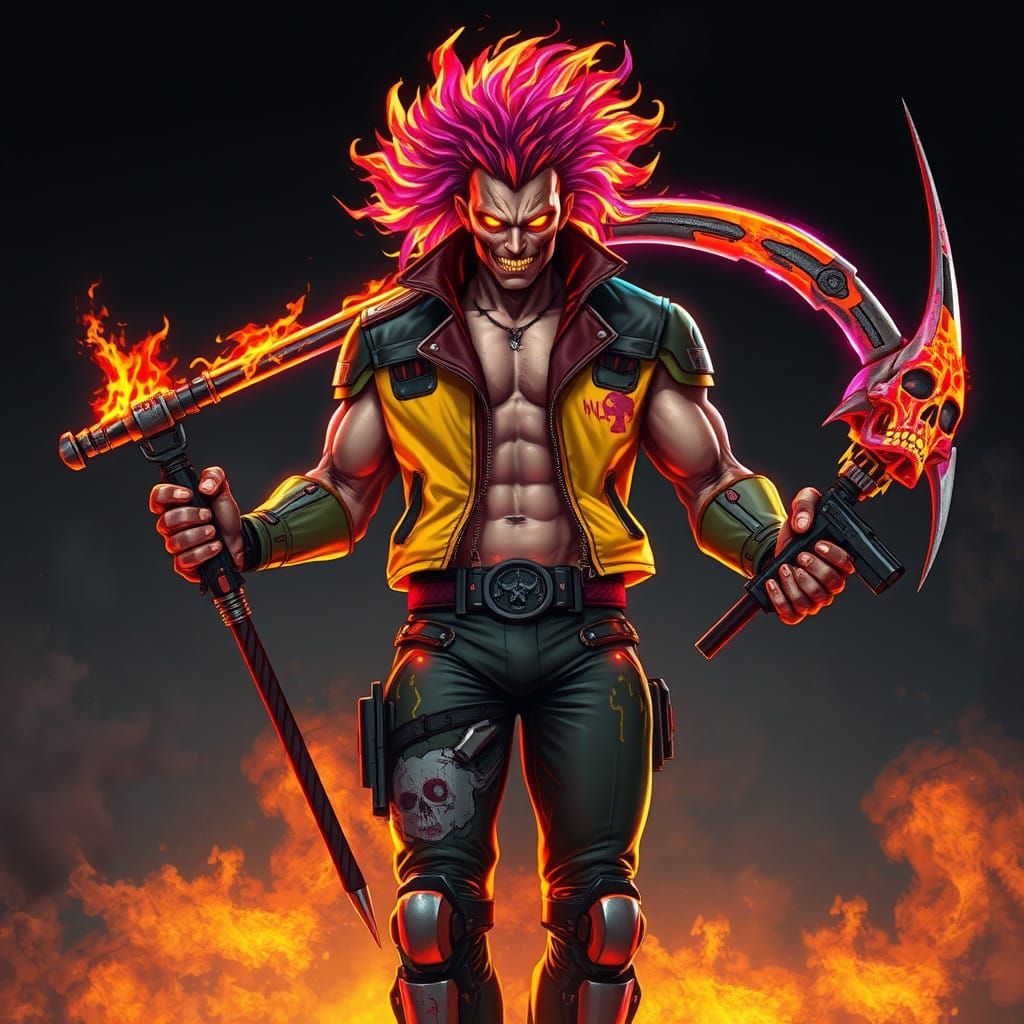 Cyborg Assassin Hybrid with Hypnotic Eyes and Radiant Flare