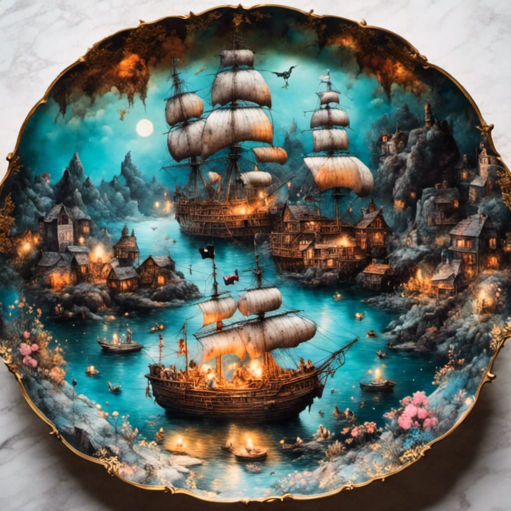 Boston Tea Party with Skunks in Vivid Colors