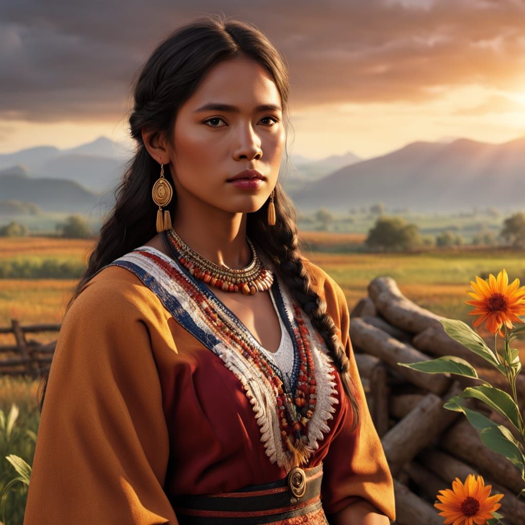 Bolivian Woman Stands for Her People, Photorealistic