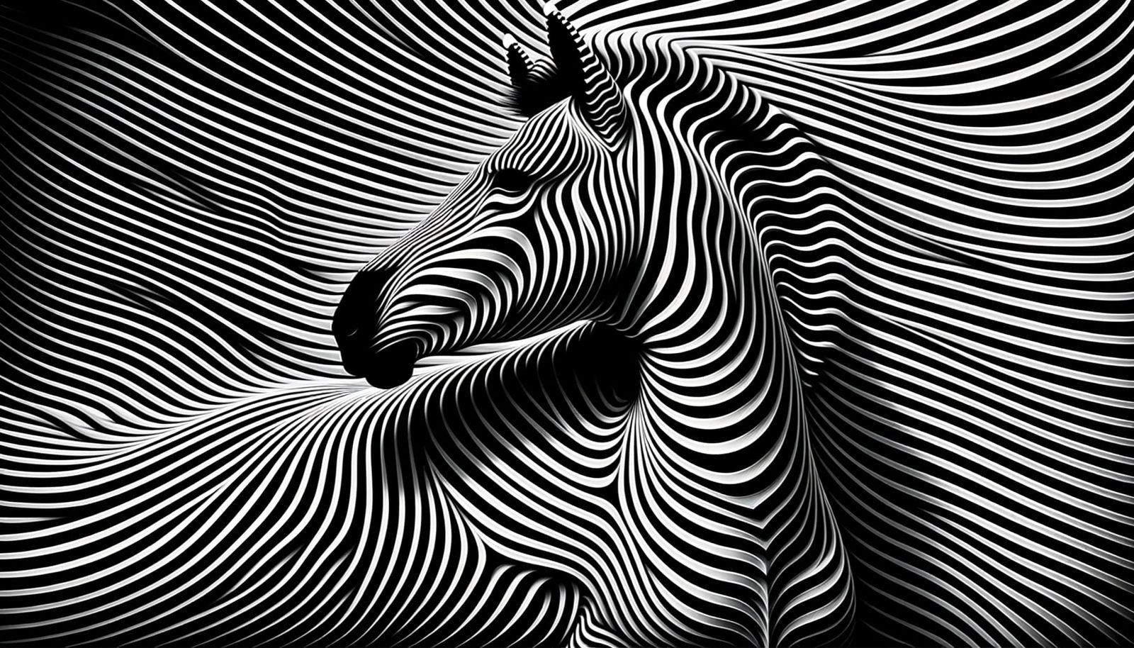 Abstract Zebra in Black and White Optical Illusion
