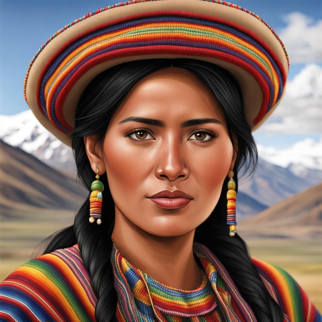 Realistic Portrait of a Beautiful Bolivian Woman