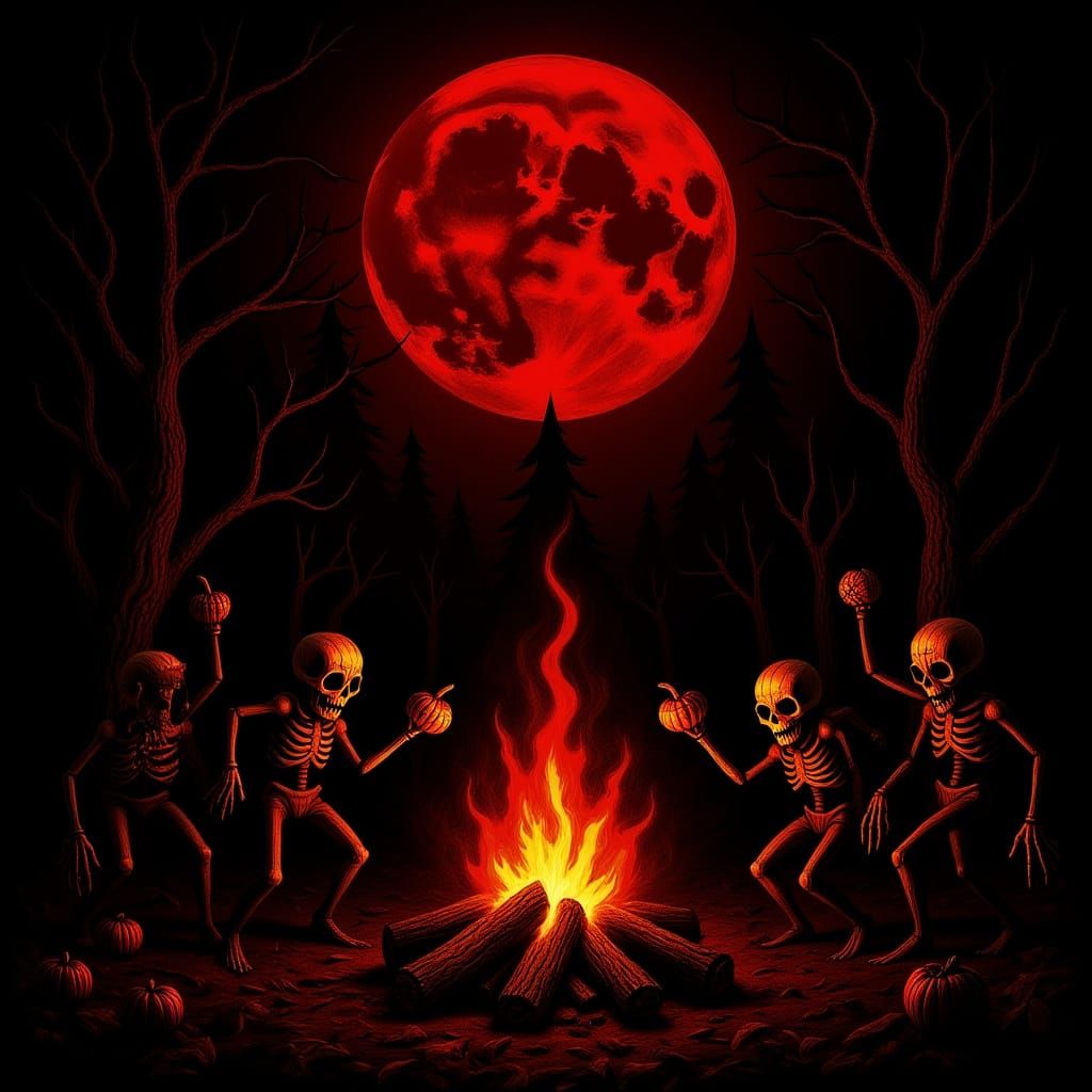 Macabre Harvest Festival Under Blood Moon