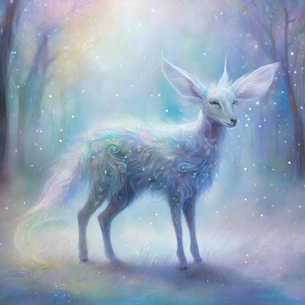 Ethereal Fluffy Creature in Fog, Fractal Painting