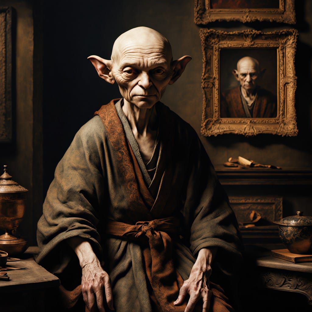 Gollum's Portrait in Rembrandt's Style