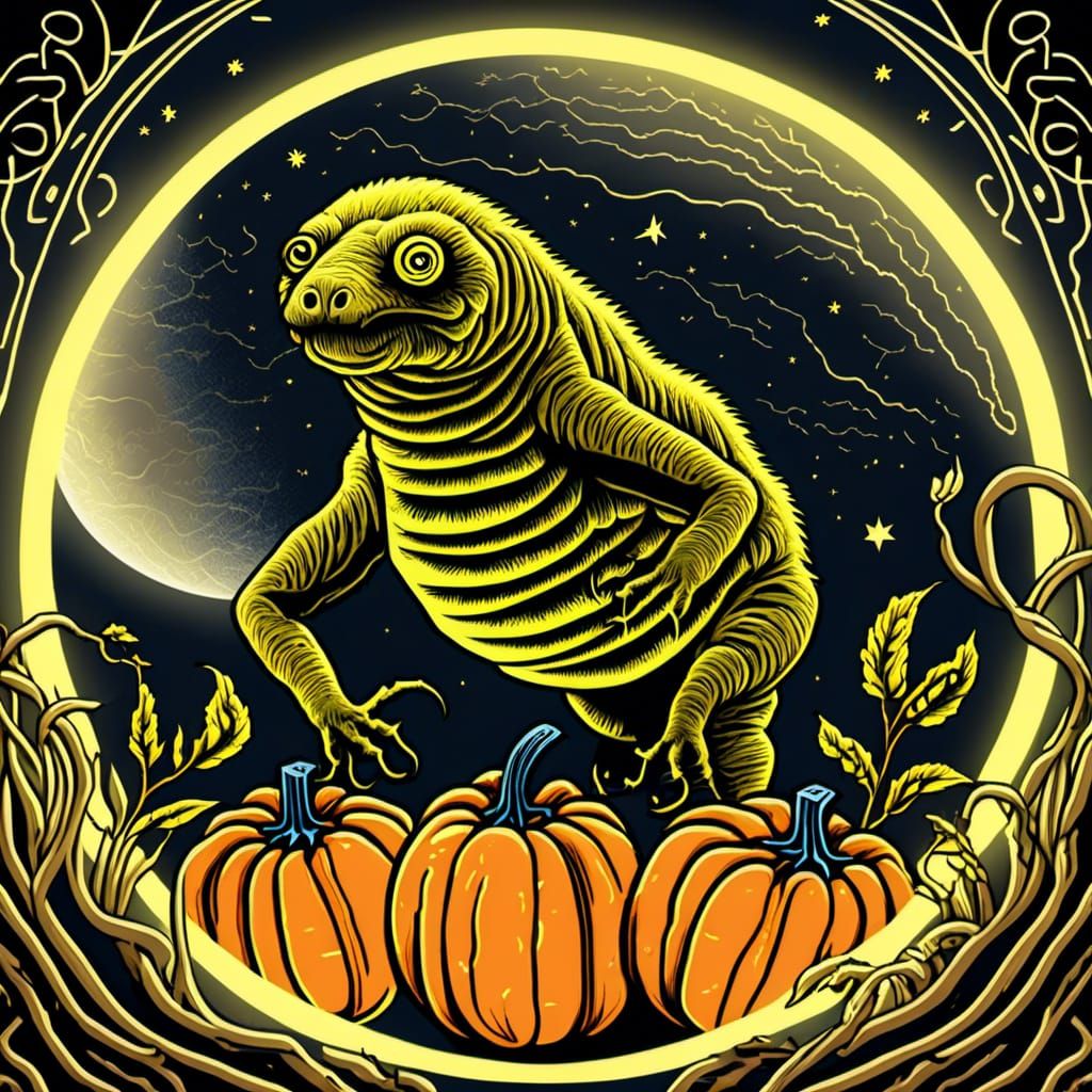 Halloween Themed Neon Tardigrade Monster