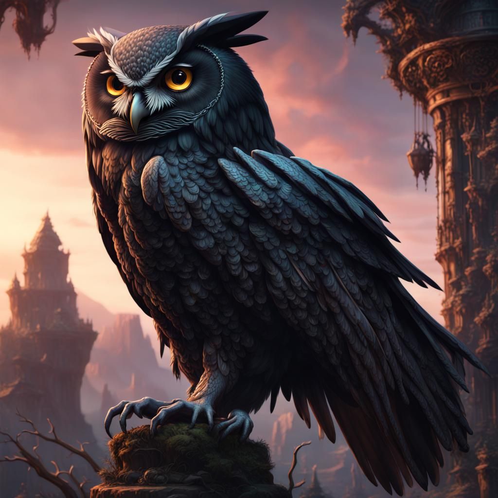 Fantasy Art: Handsome Black Prince of Owls