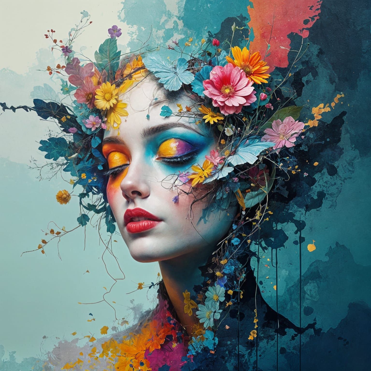 Abstract Collage: Nine Pieces Form a Masterpiece