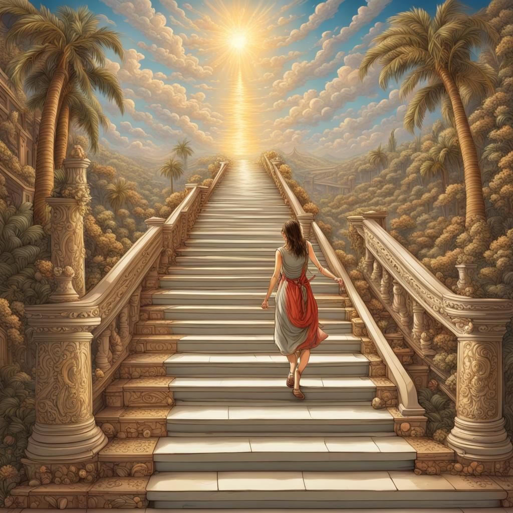 Woman Ascending Stairway to Paradise