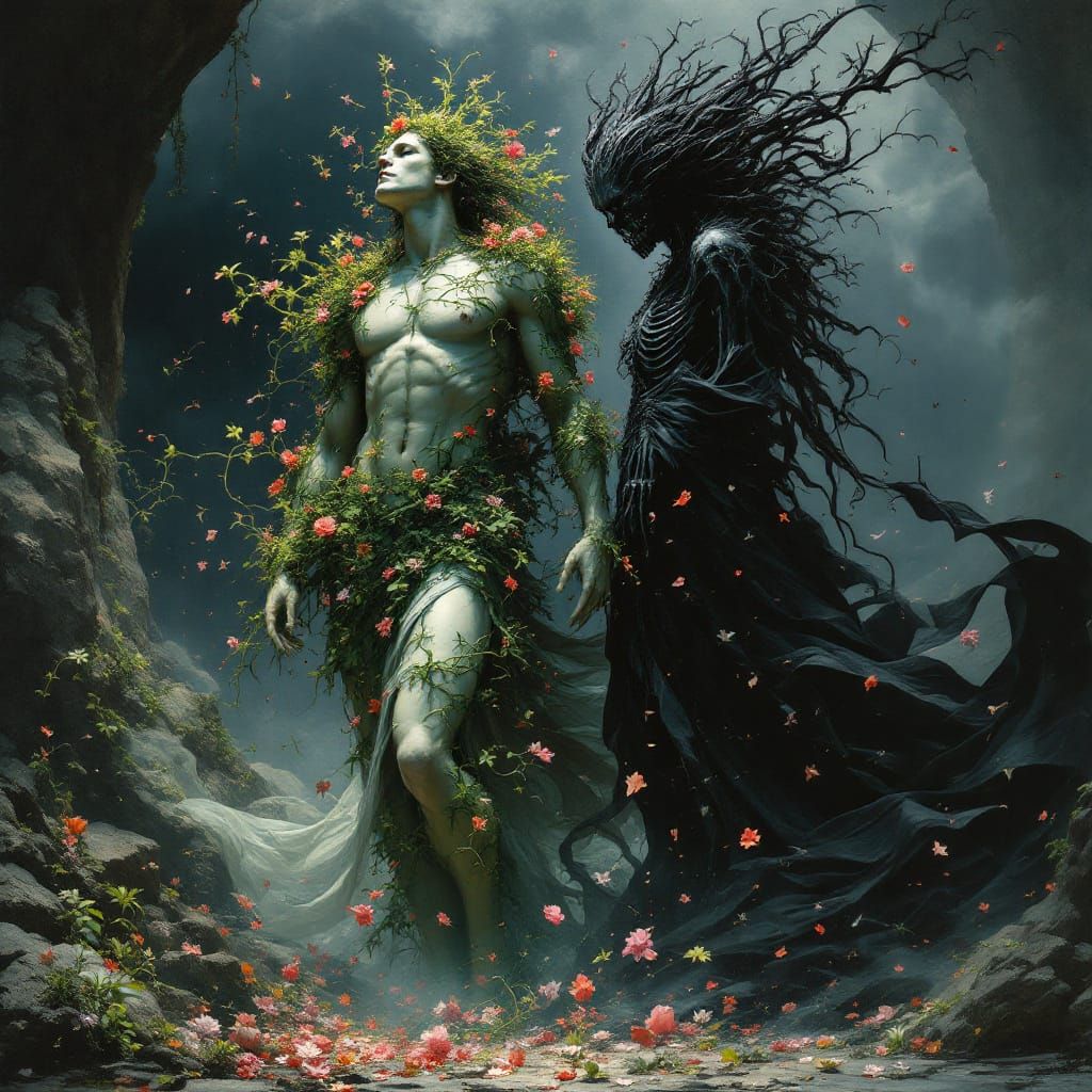 God of Life and Goddess of Death: Surreal Art