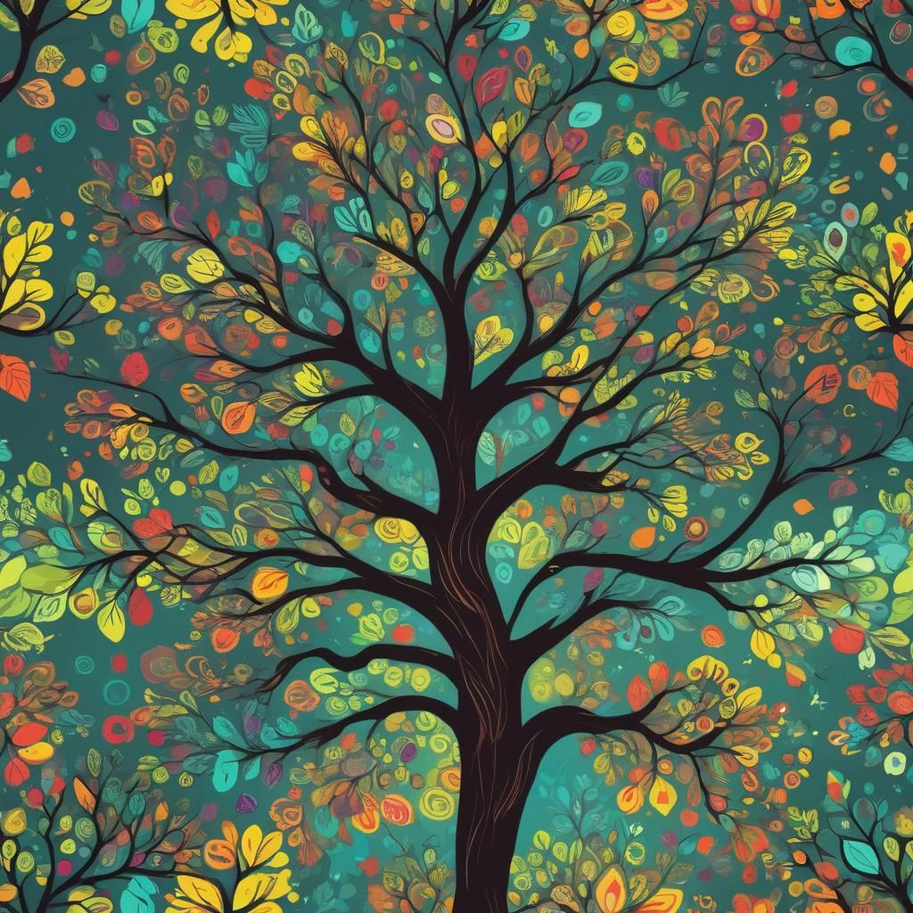 Colorful Vector Illustration of a Tree