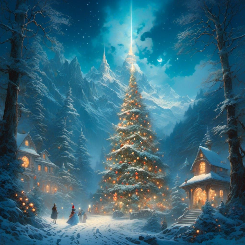 Fairy Christmas Tree in Snowy Enchanted Forest