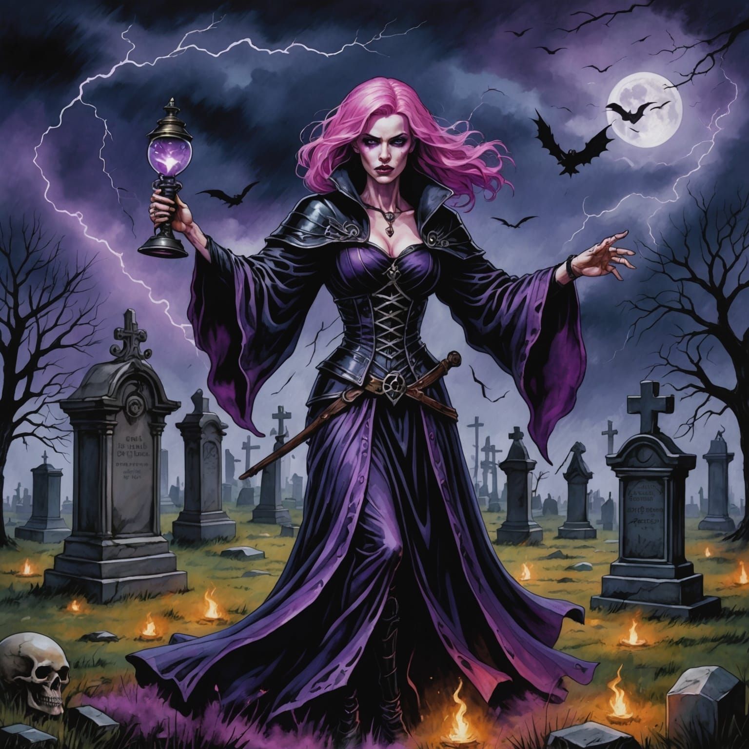 Pink Haired Reaper Battles Shadowy Figure