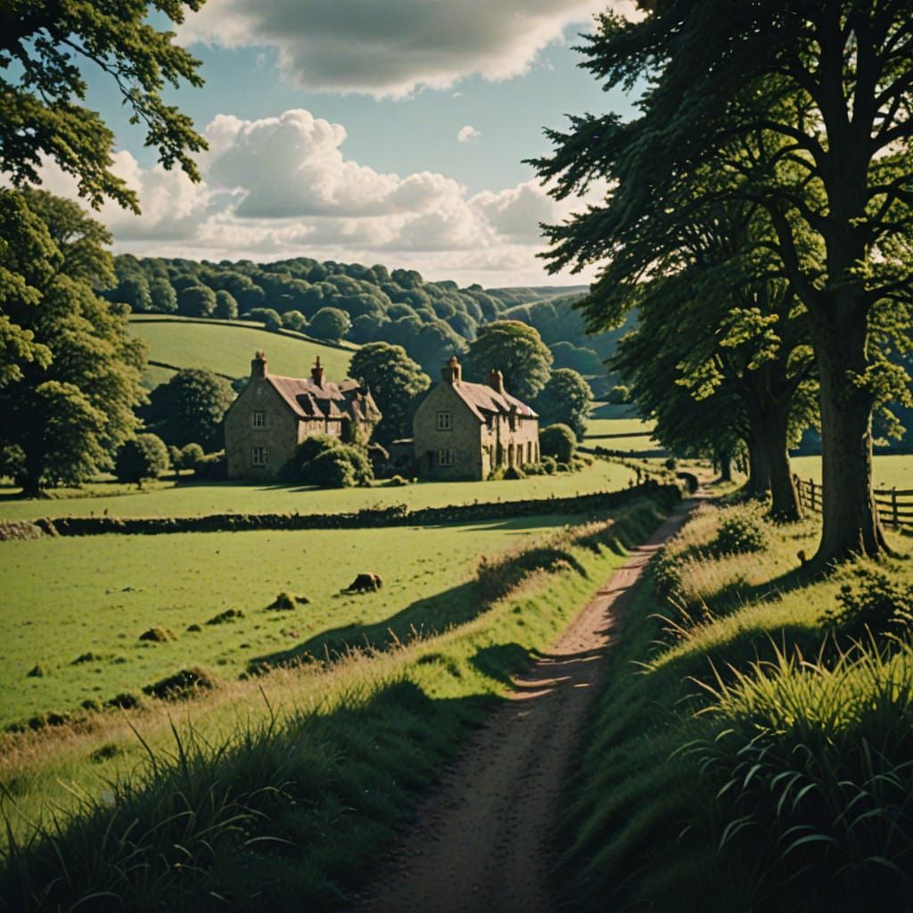 Vintage English Countryside Landscape Photographed in Cinema...