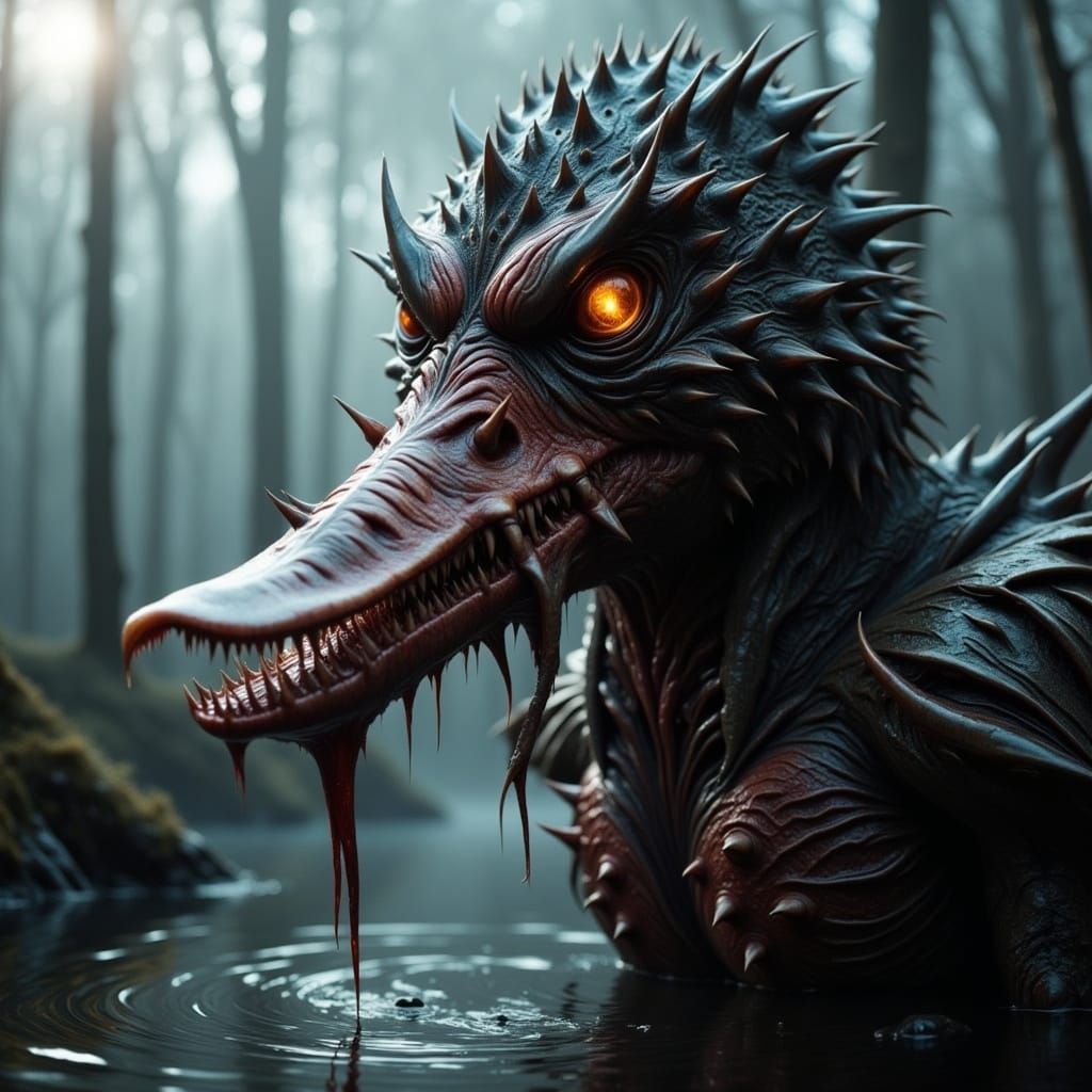 Terrifying Demonic Duck Creature in Golden Hour Light