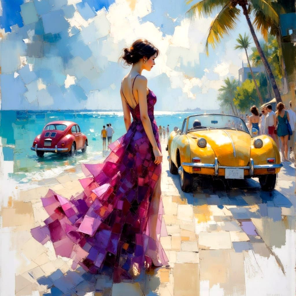 Miami Beach Dreamscape: Alcohol Ink Watercolor in Monet Styl...