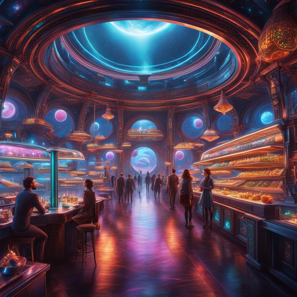 Futuristic Food Truck in Space: Digital Matte Painting