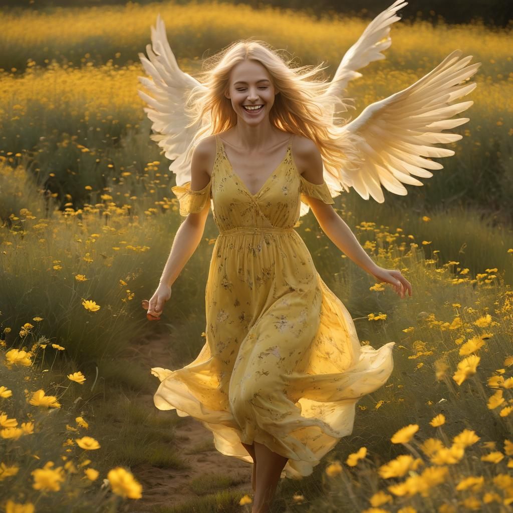 Angel of Positivity in a Field of Flowers