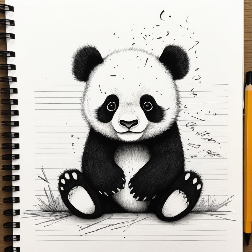 Surreal Notebook Panda Emerge in Whimsical Art