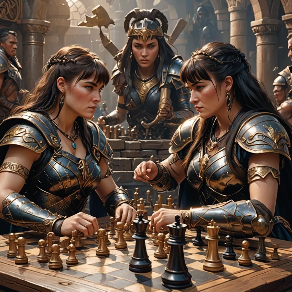 Xena and Gabrielle Chess Match in Unreal Engine 5