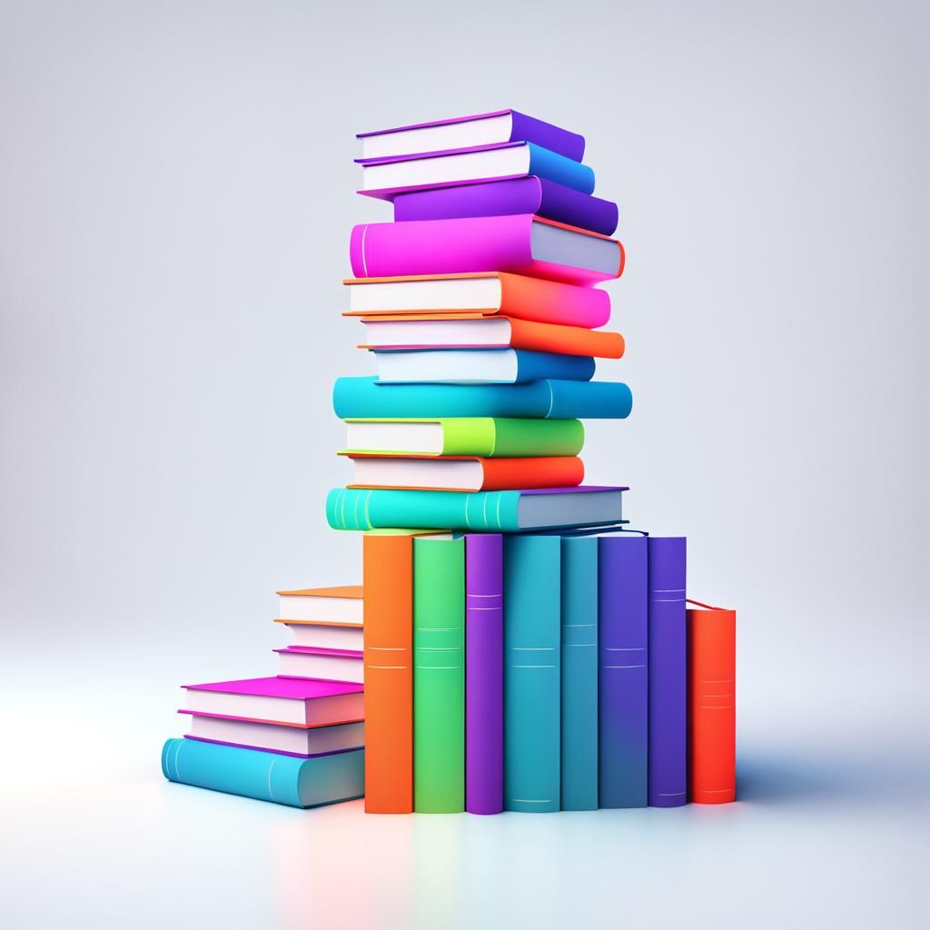 Colorful Tower of Books in Modern 3D Style