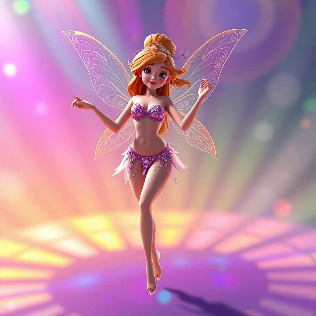 Fairy in Bikini Waltzing in Pixar Disney Style