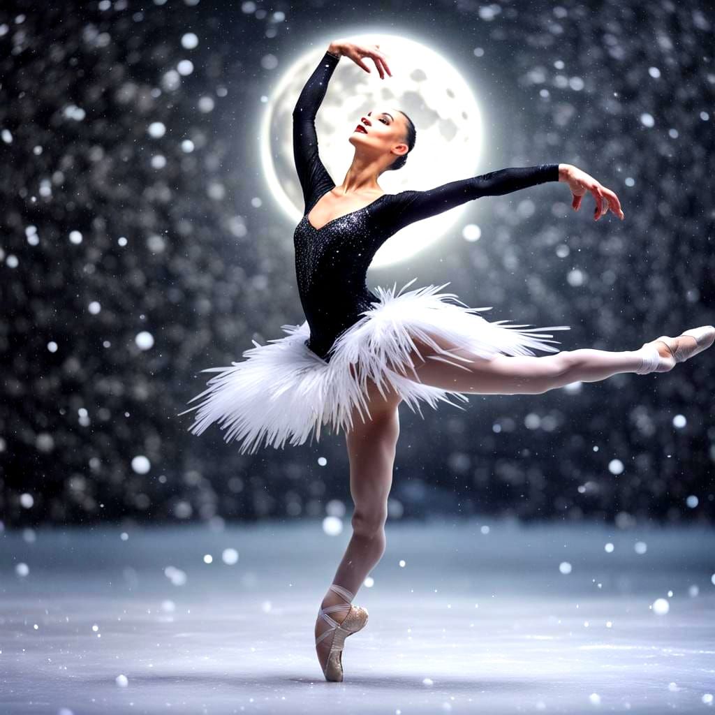 Ballet Dancer En Pointe Under the Black Moon