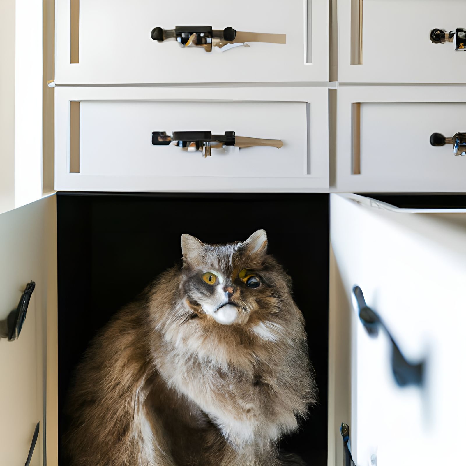 Giant Fluffy Cat in Drawer: Professional Photography