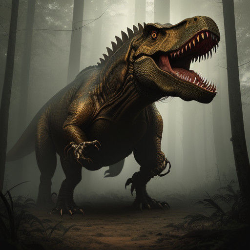 Tyrannosaurus Rex in Golden Hour, Prehistoric Forest