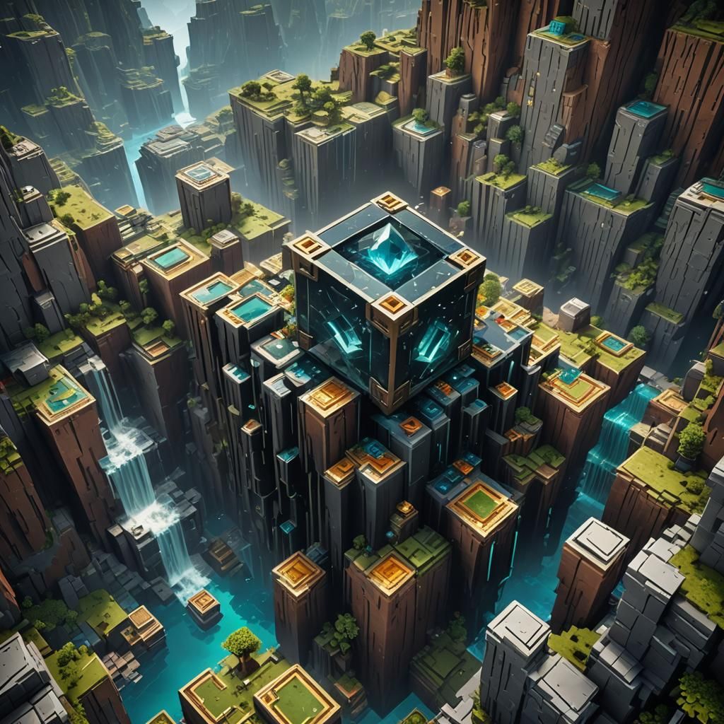 Minecraft Obsidian Block Mined in Detailed Digital Art