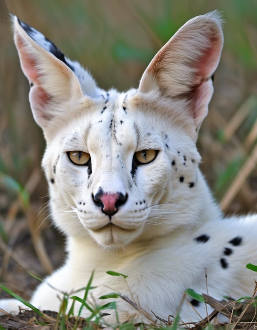 Serval – Leucistic Serval (white Serval) in the African Wilderness 05 – 3:4 Format