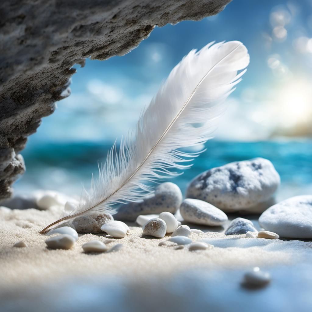 White Feather Floats Above Ancient Ruins