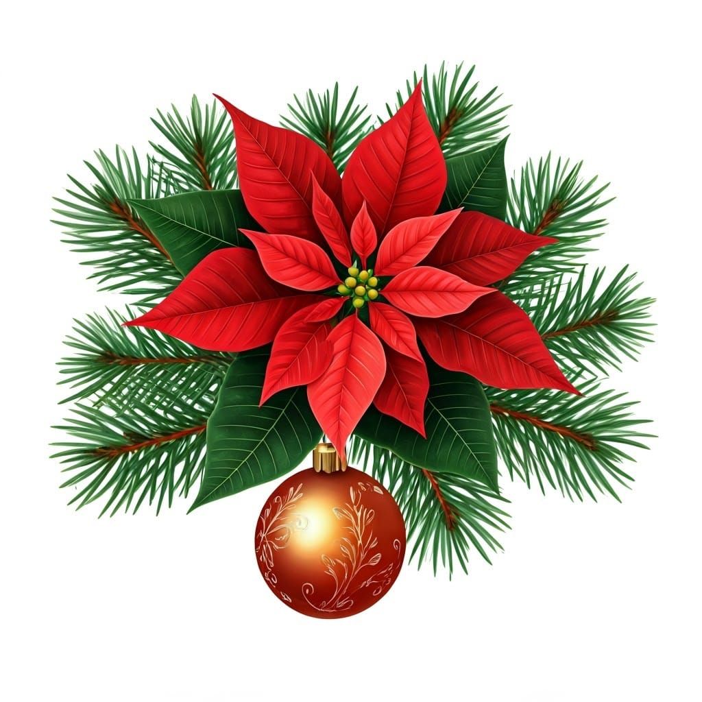 Festive Poinsettia Clip Art Christmas Arrangement