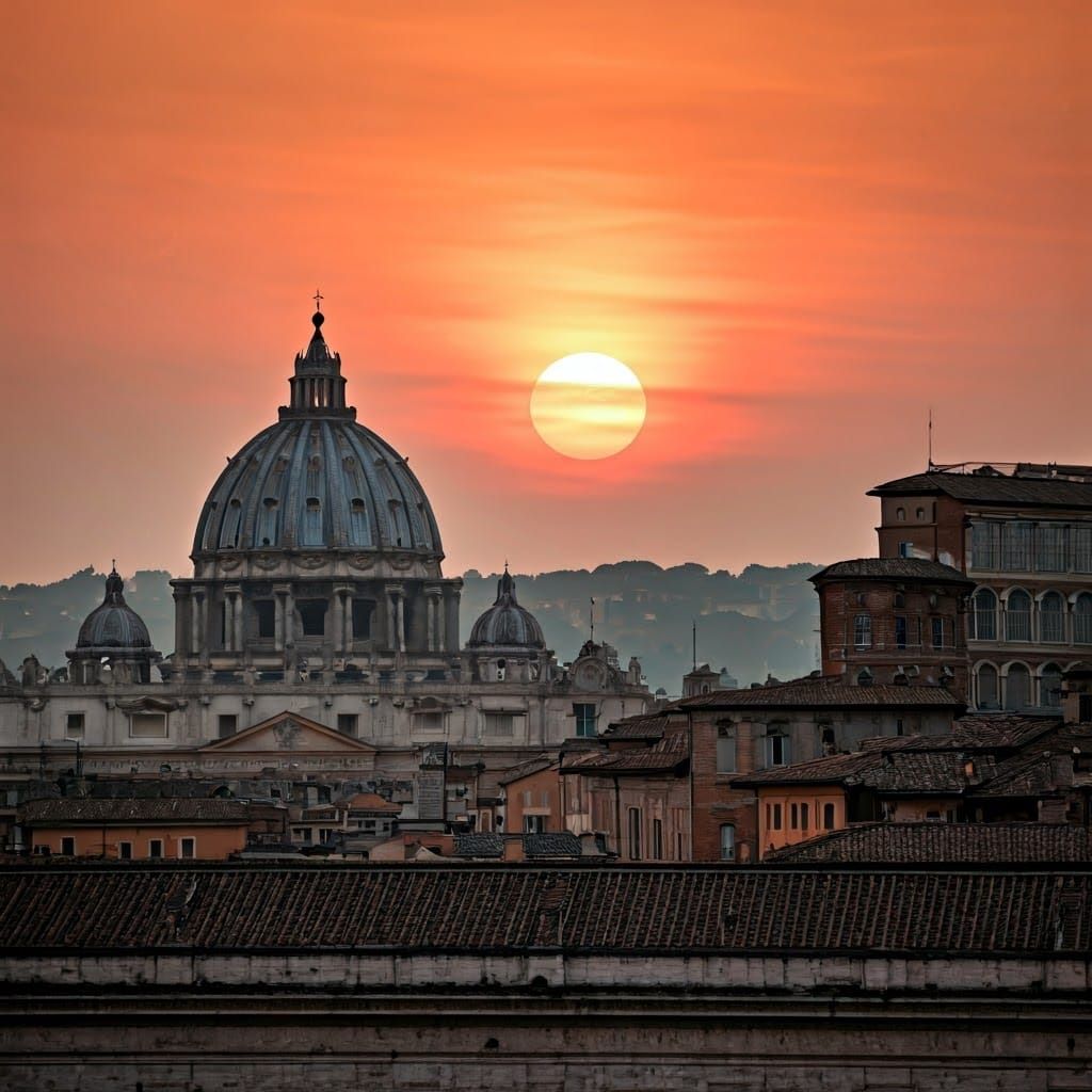 Vatican Sunset in Cinematic Photorealistic Style