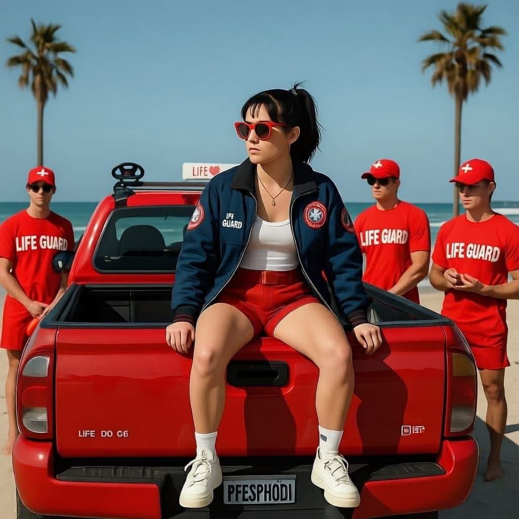 Punk Girl on Venice Beach Truck in Cinematic Style