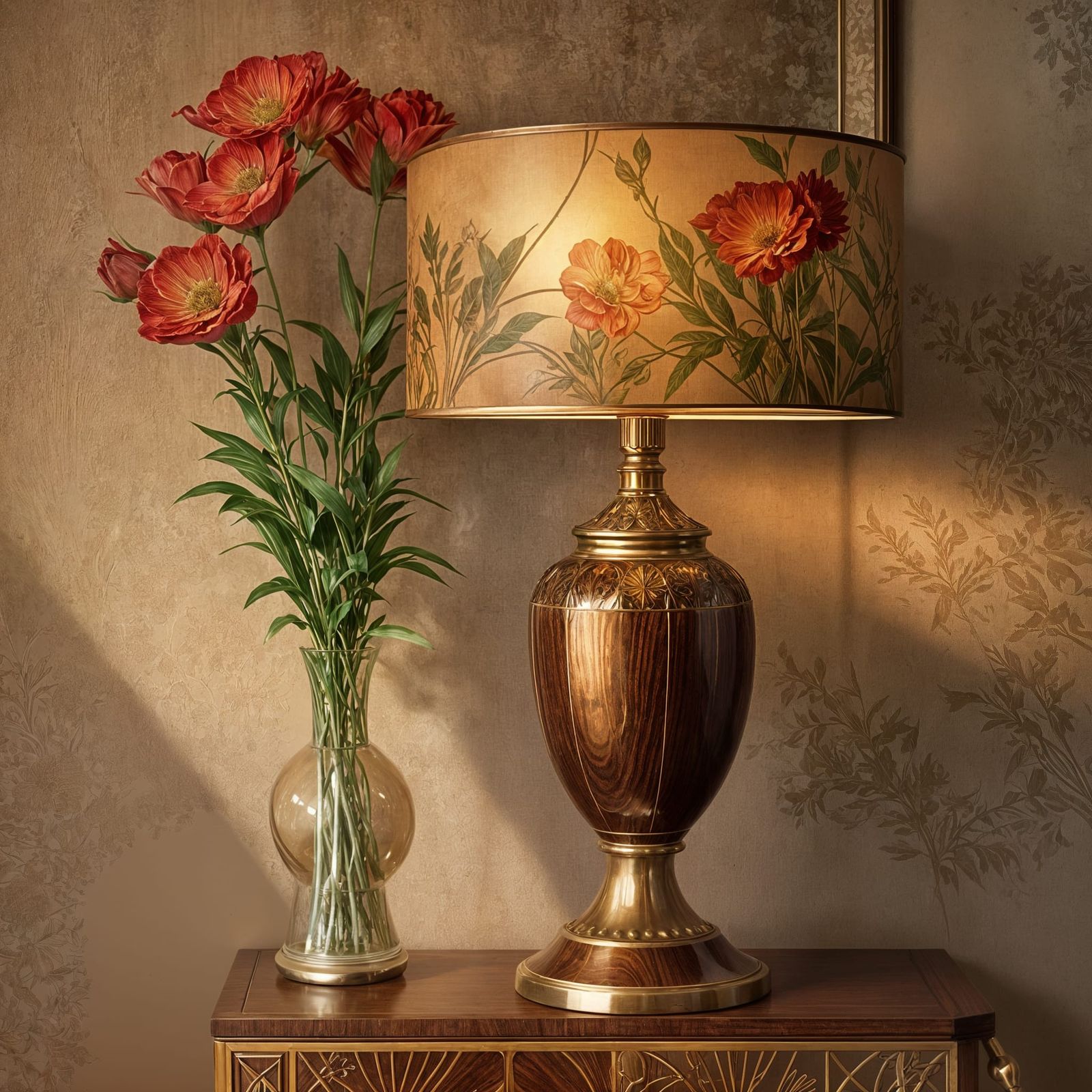 Art Deco Lamp on Mahogany Table