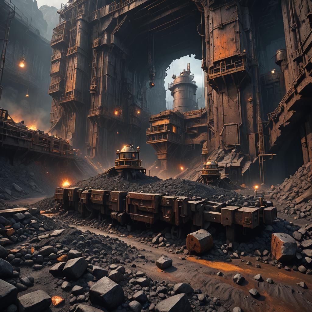 Mole in Coal Mine: Detailed Fantasy Concept Art