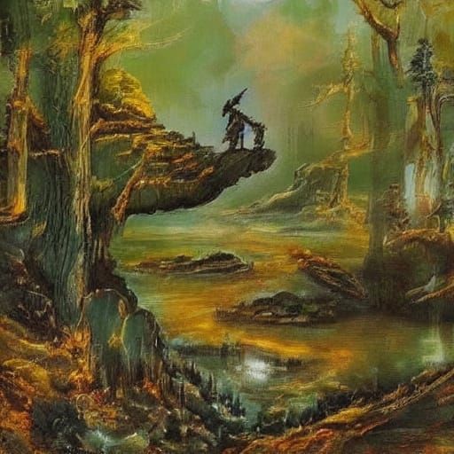 Fantasy Daroga in Mystical Forest with Golden Light