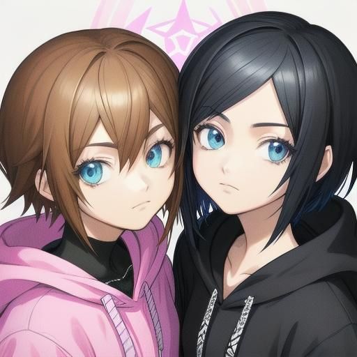 Anime Portrait of Two Girls in Vibrant Digital Art