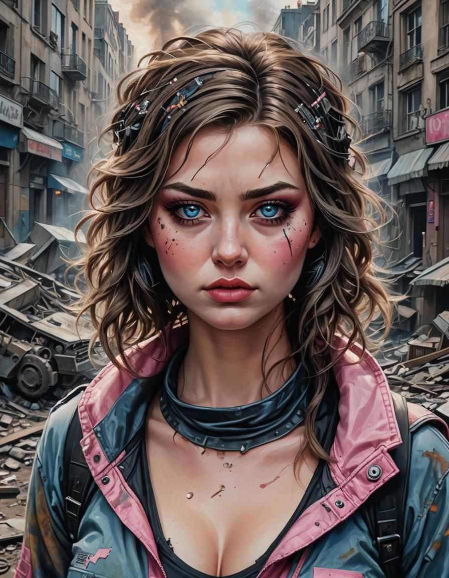 Post-Apocalyptic Beauty in Ruined Paris: Acrylic Painting