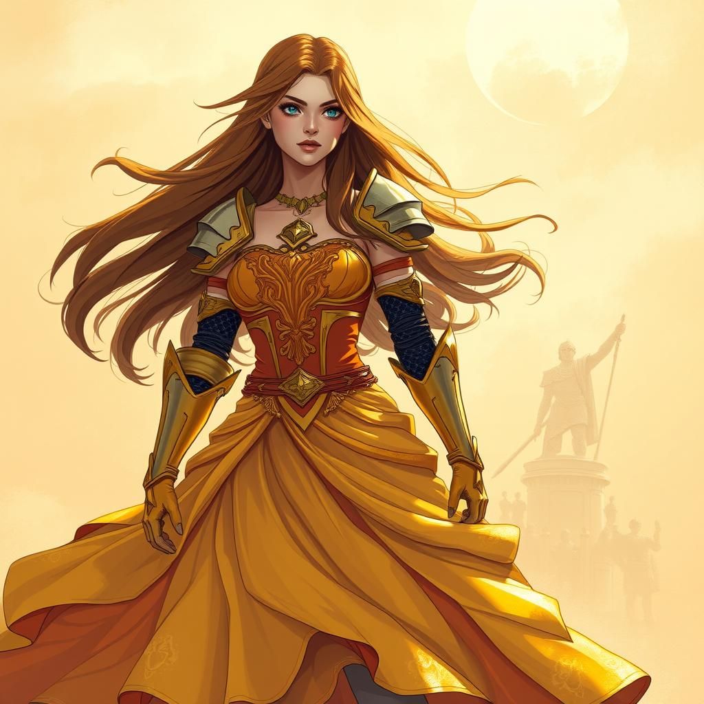 Female Knight Lila in Golden Princess Dress