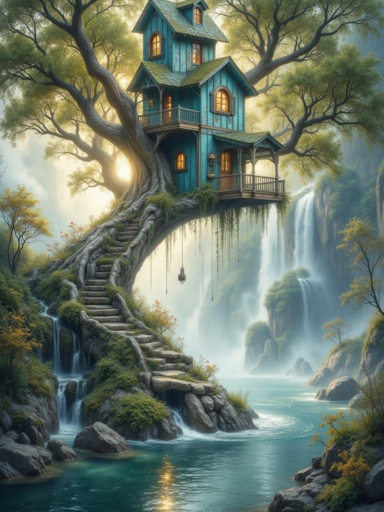 Victorian Treehouse Haven in Flourishing Forest